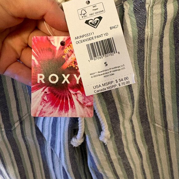 NWT Roxy Oceanside Striped Linen Blend Pants Size Small - Picture 3 of 5
